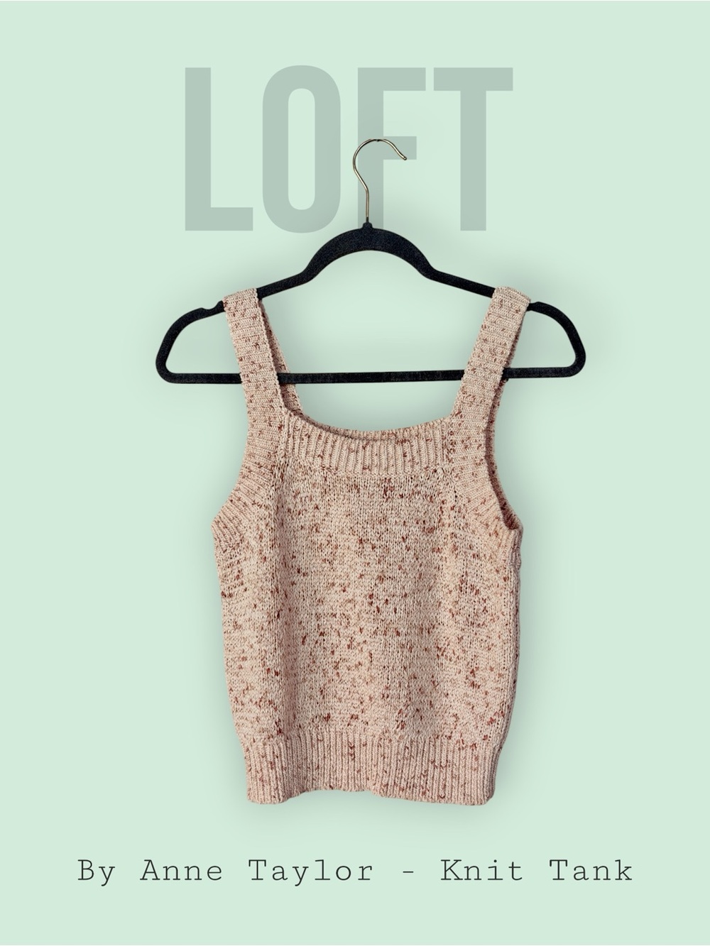 LOFT Open Knit Tank Sweater Cream Rose Speckle - Small